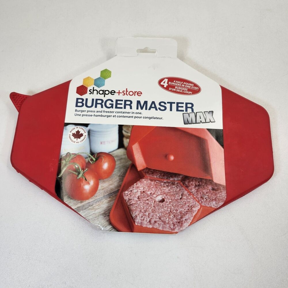 Burger Master Max Shape & Store 4 Half Pound Burgers Silicone Freezer Container